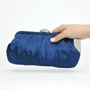 Nina Classic Satin Clutch, Navy
